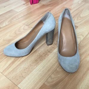 Worn ONCE grey Jcrew glitter block heels